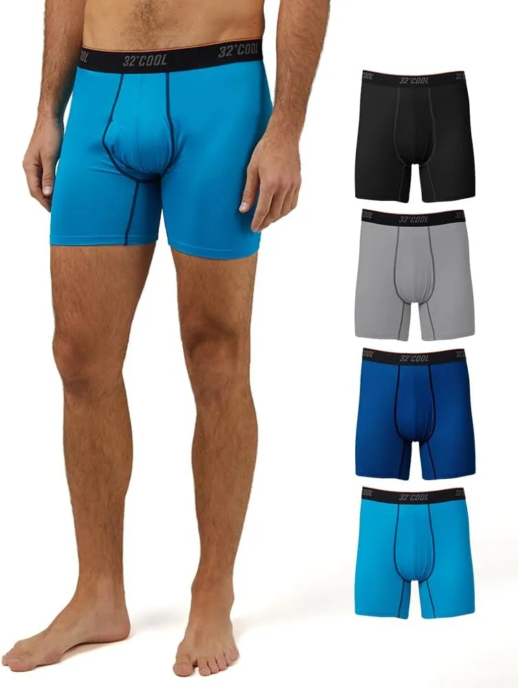 32 Degrees Men??s 4 Pack Cool Active Boxer Brief | Anti-Odor | Quick Drying | 4-Way Stretch