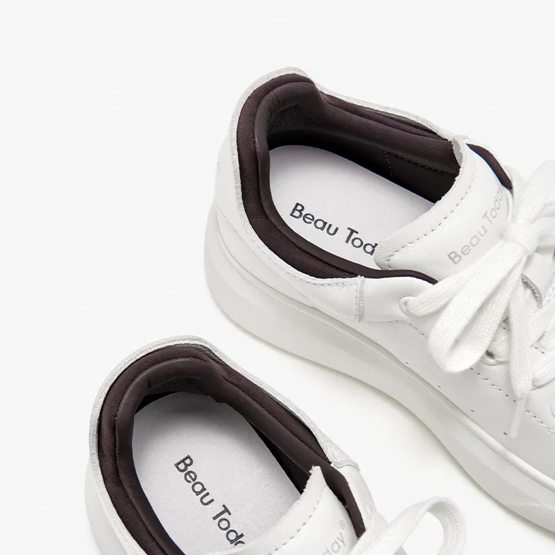 BeauToday Breathable Round Toe Womens Chunky Sneakers Casual Driving Lace-up Platform Sneakers