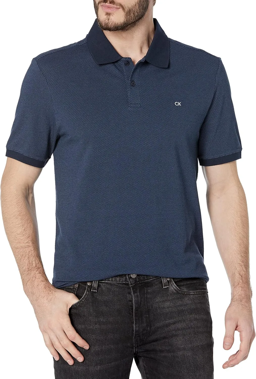 Calvin Klein Men's Jacquard Refined Polo
