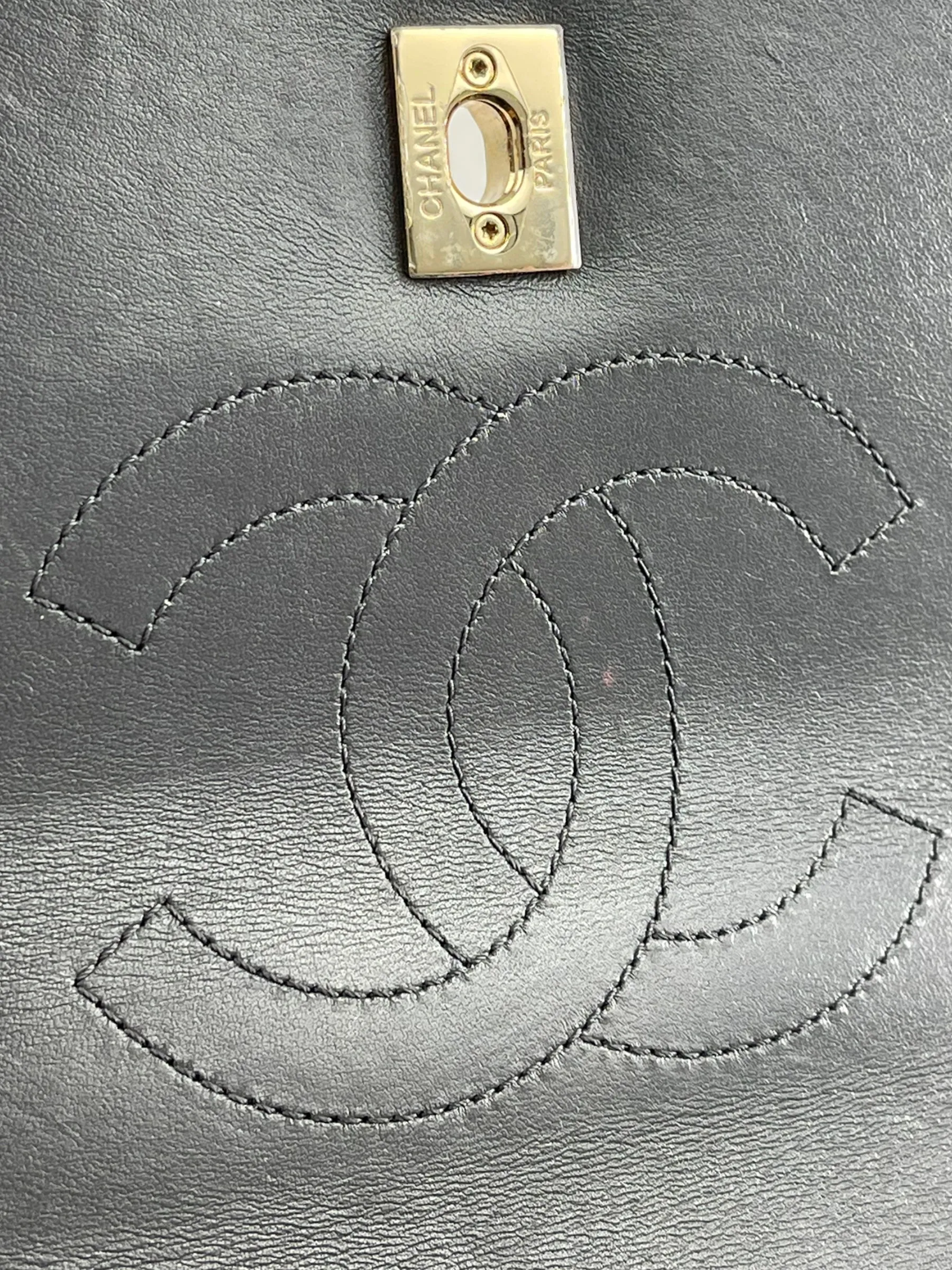Chanel Grey Lambskin Leather Medium Trendy Top Handle Shoulder Bag