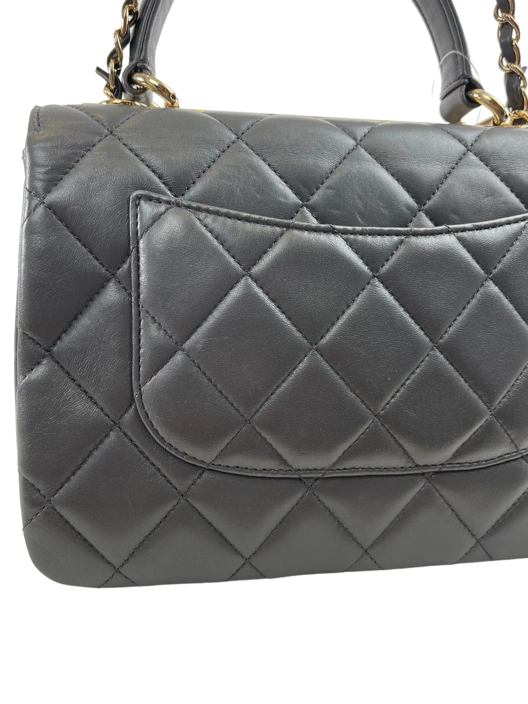 Chanel Grey Lambskin Leather Medium Trendy Top Handle Shoulder Bag
