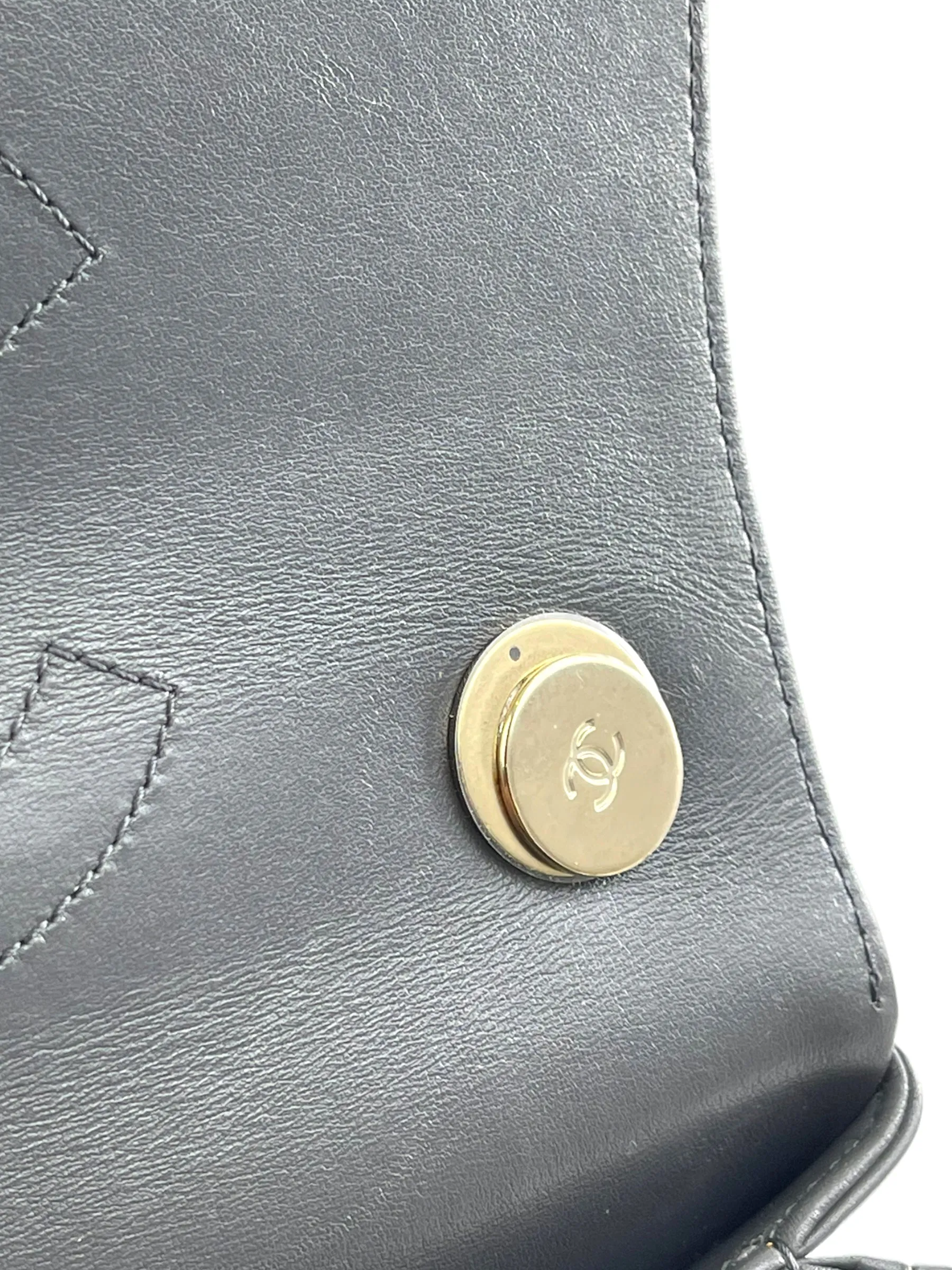 Chanel Grey Lambskin Leather Medium Trendy Top Handle Shoulder Bag