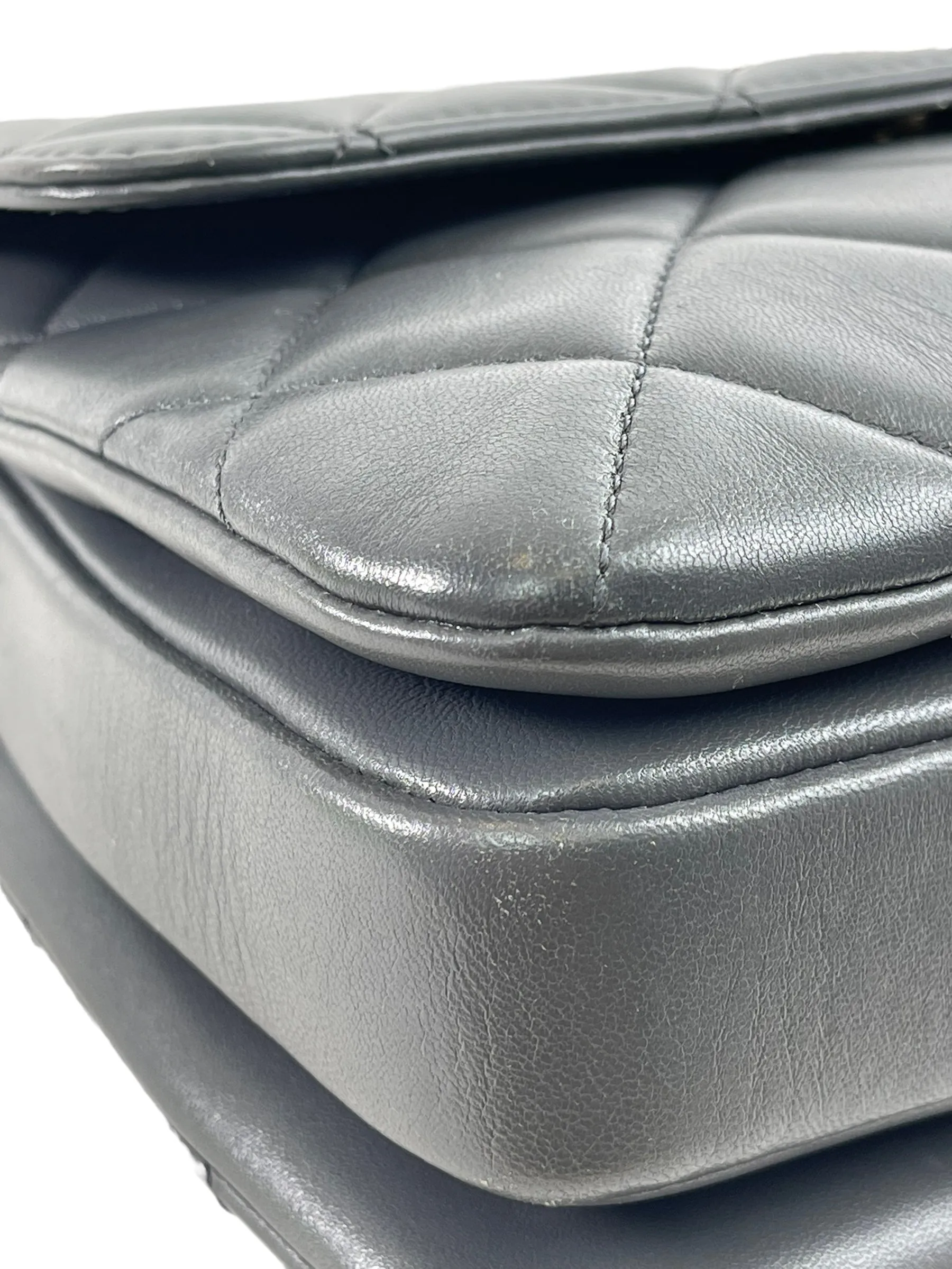 Chanel Grey Lambskin Leather Medium Trendy Top Handle Shoulder Bag