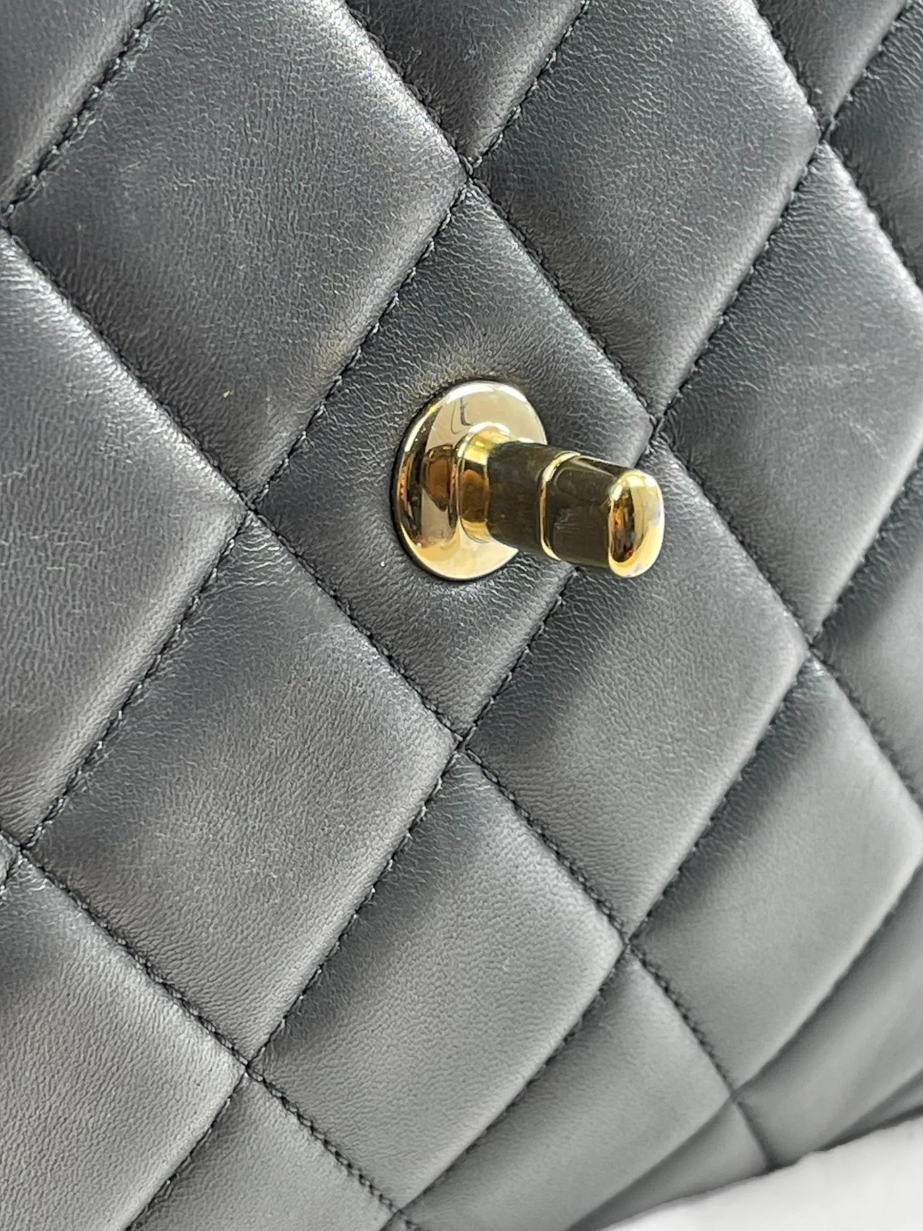 Chanel Grey Lambskin Leather Medium Trendy Top Handle Shoulder Bag