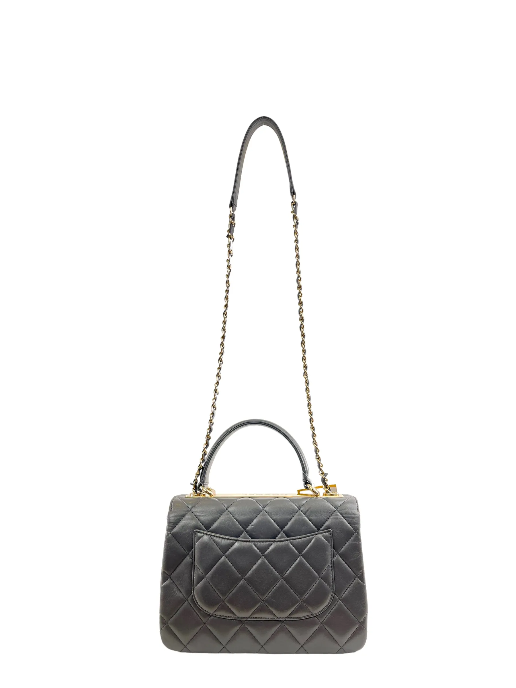 Chanel Grey Lambskin Leather Medium Trendy Top Handle Shoulder Bag