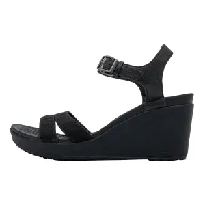 Crocs Leigh Ii Wedge Sandals Fabric Black Colour For Women
