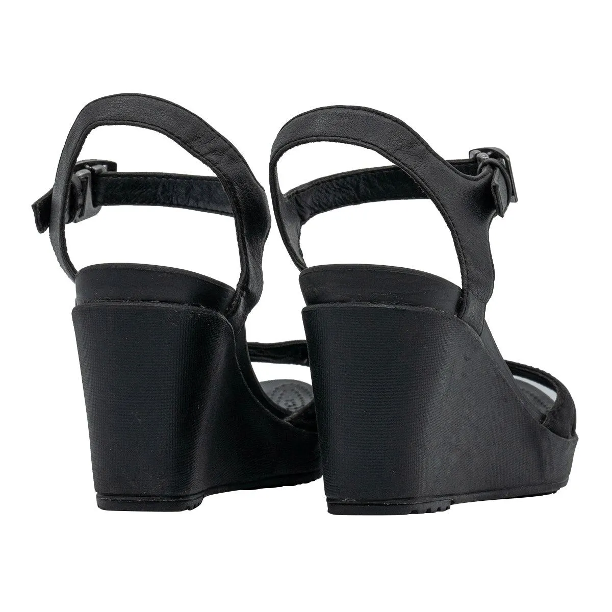 Crocs Leigh Ii Wedge Sandals Fabric Black Colour For Women