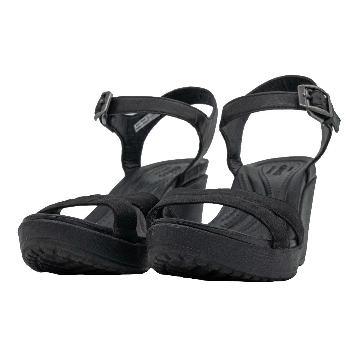 Crocs Leigh Ii Wedge Sandals Fabric Black Colour For Women