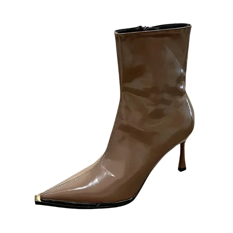 Elegant Women’s Pointed Toe Chelsea Ankle Boots - Thin High Heel Fashion Short Plush Booties for Autumn & Winter