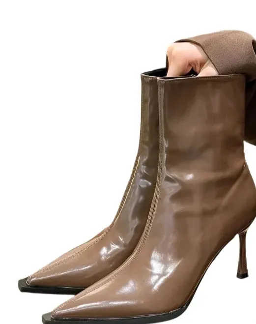 Elegant Women’s Pointed Toe Chelsea Ankle Boots - Thin High Heel Fashion Short Plush Booties for Autumn & Winter