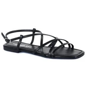 Flat Strappy Sandals in Black