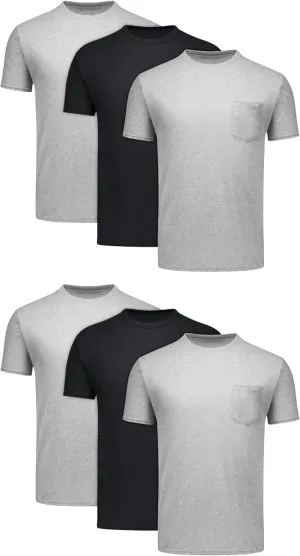 Hanes T-Shirt 6-Pack, Stay-Tucked Soft Cotton, Best Undershirts for Men, Assorted Pocket Tees