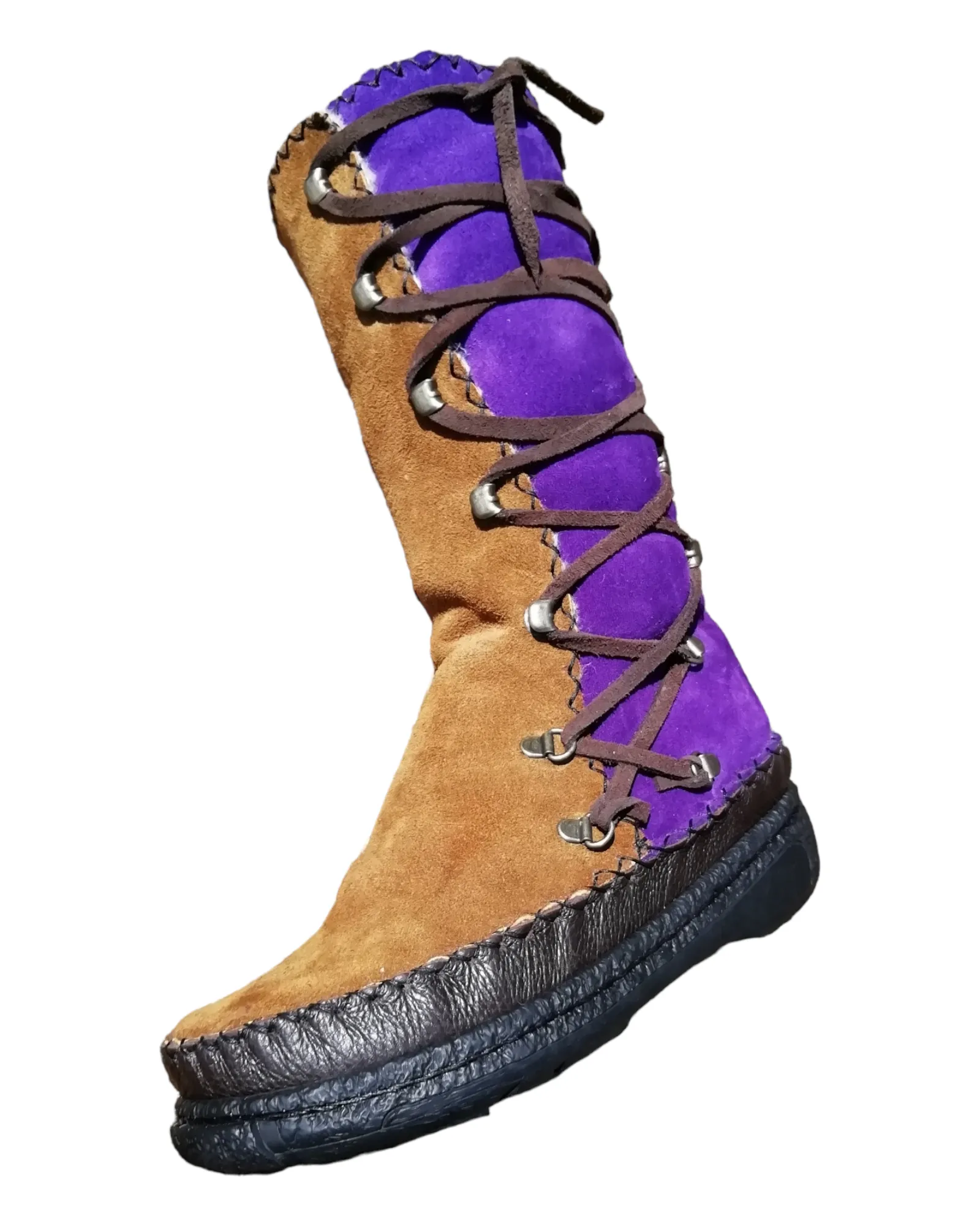 High Leather Boots with Side Laces (UK 4)
