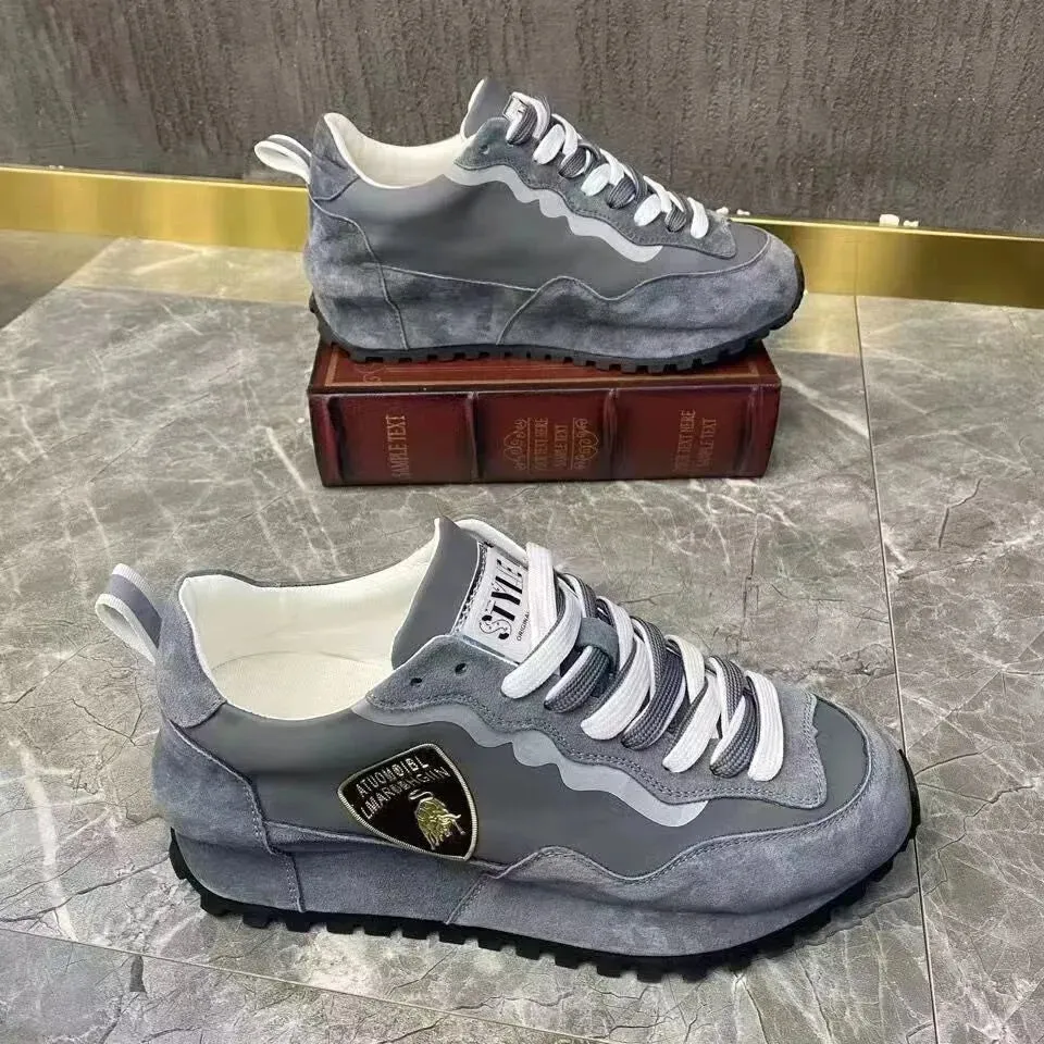 Men’s Luxury Chunky Sneakers - Genuine Leather Air Cushion Platform Shoes | Fashion Casual Height-Increasing Board Shoes