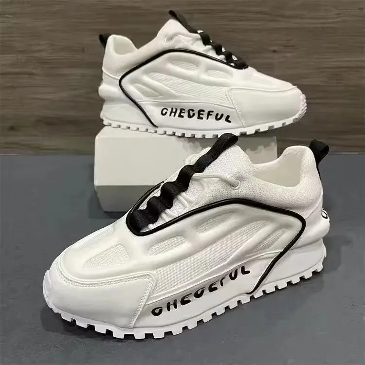 Men’s Luxury Chunky Sneakers - Genuine Leather Air Cushion Platform Shoes | Fashion Casual Height-Increasing Board Shoes