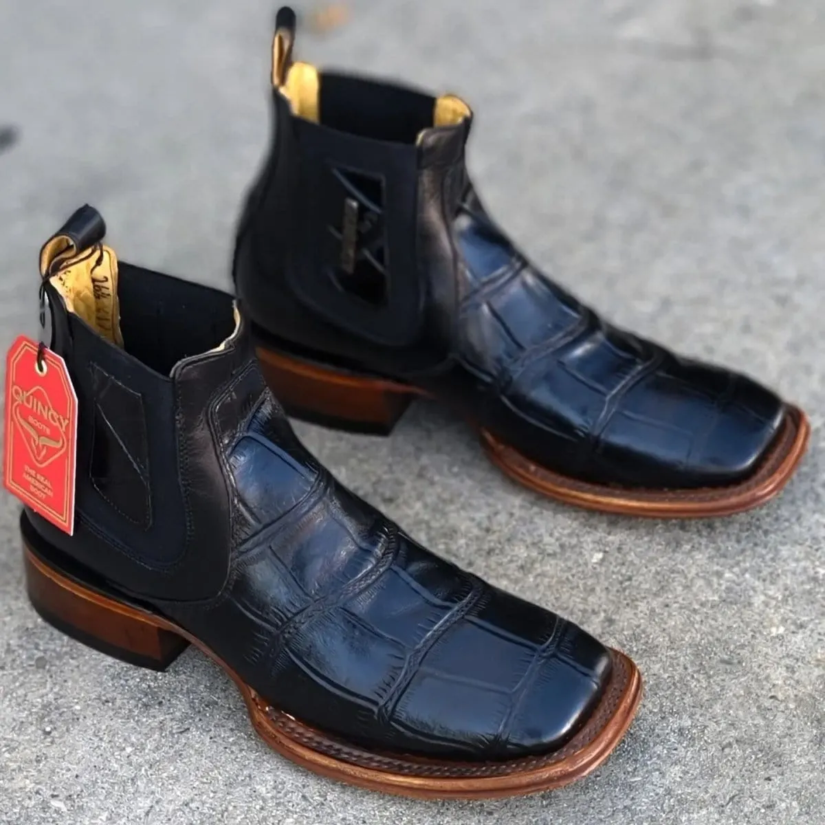 Men's Quincy Wide Square Toe Ankle Boot Q82B1705