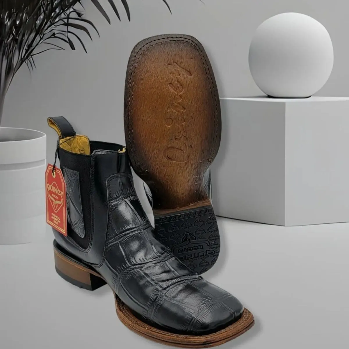 Men's Quincy Wide Square Toe Ankle Boot Q82B1705