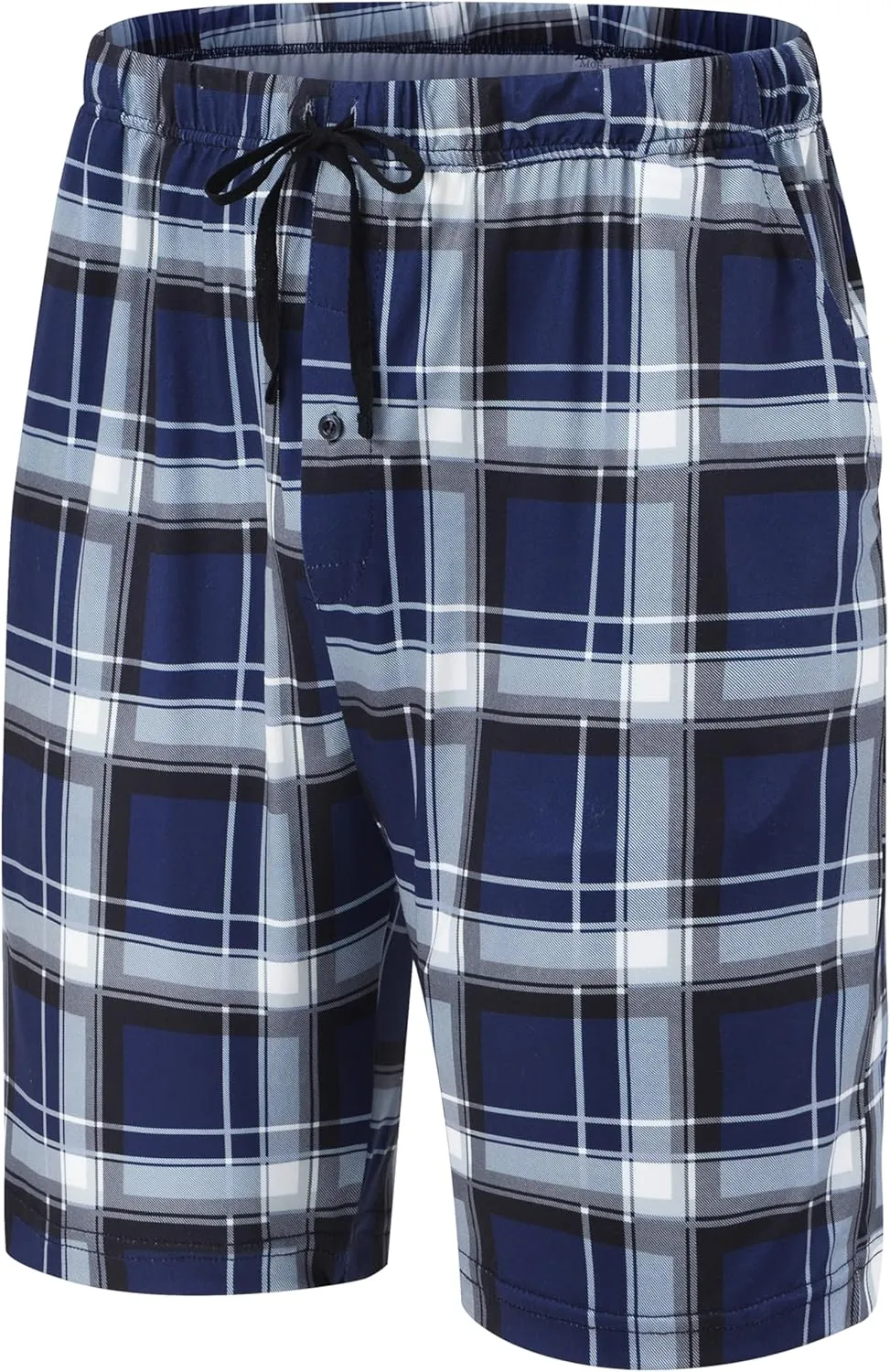 MoFiz Men's Plaid Pajama Shorts 3-Pack Cotton Sleep Lounge Shorts Lightweight Soft Summer Nightwear with Pockets Button Fly