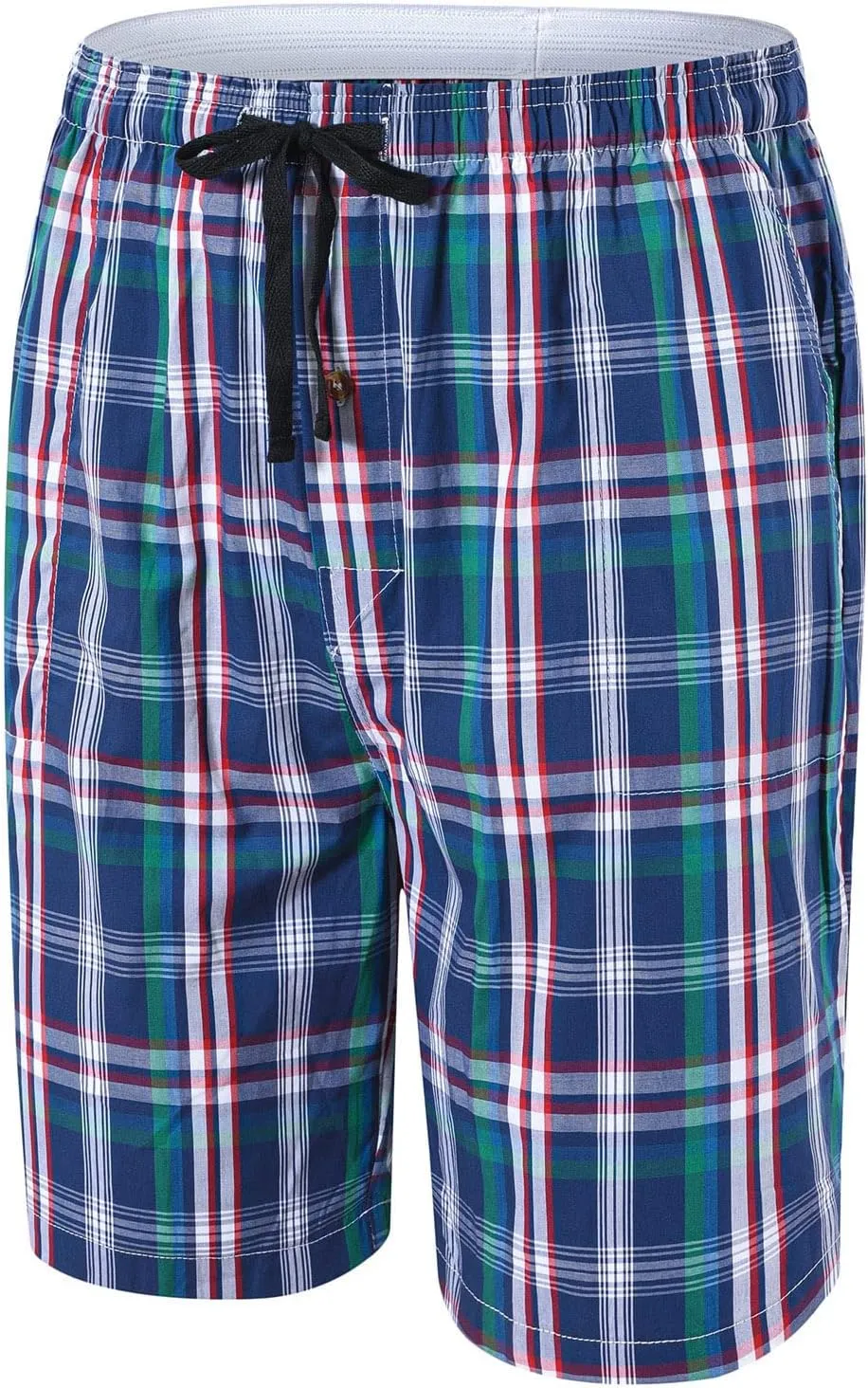 MoFiz Men's Plaid Pajama Shorts 3-Pack Cotton Sleep Lounge Shorts Lightweight Soft Summer Nightwear with Pockets Button Fly