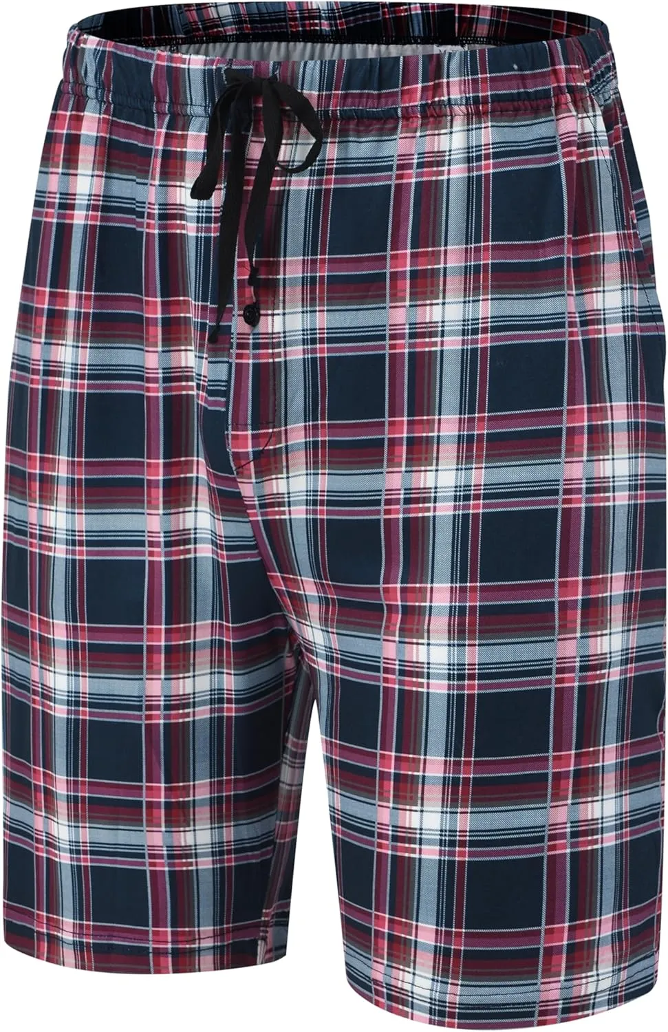MoFiz Men's Plaid Pajama Shorts 3-Pack Cotton Sleep Lounge Shorts Lightweight Soft Summer Nightwear with Pockets Button Fly