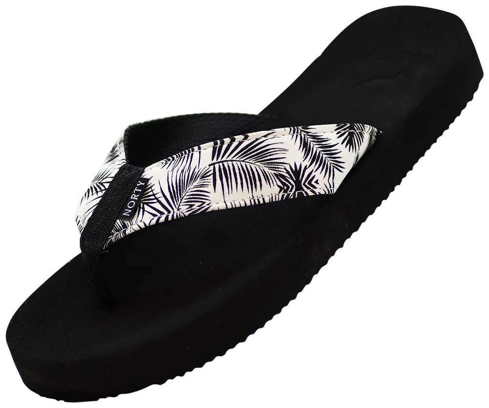 Norty Womens Resort Sandal Flip Flop Silver Palm