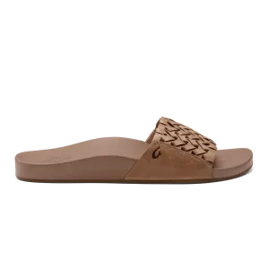 Olukai Women's Kamola Leather Slides- Tan