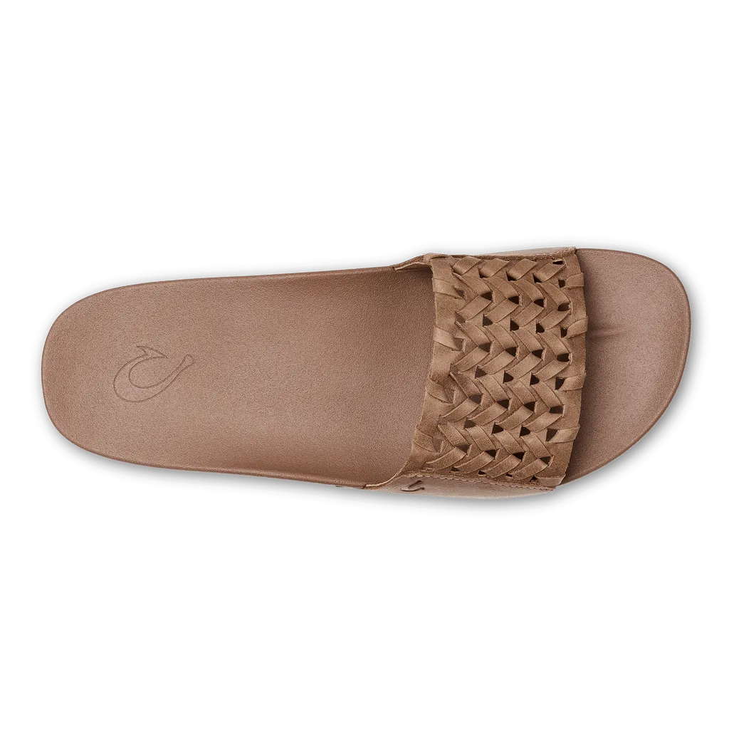 Olukai Women's Kamola Leather Slides- Tan