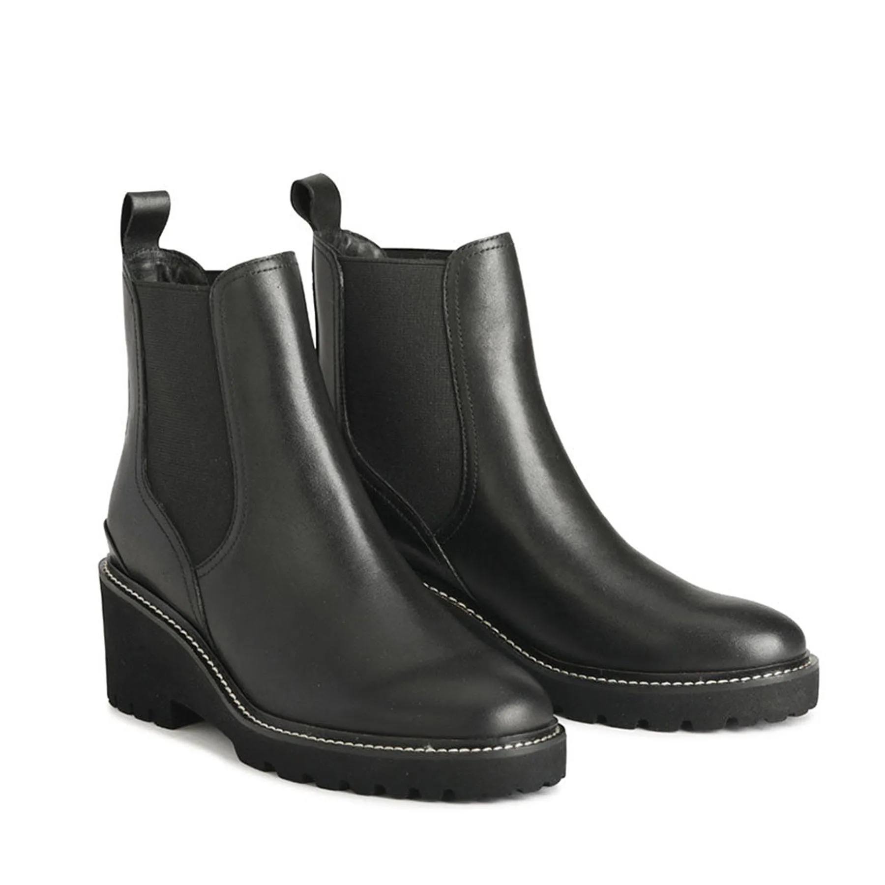 PANNA LEATHER WEDGE ANKLE BOOTS