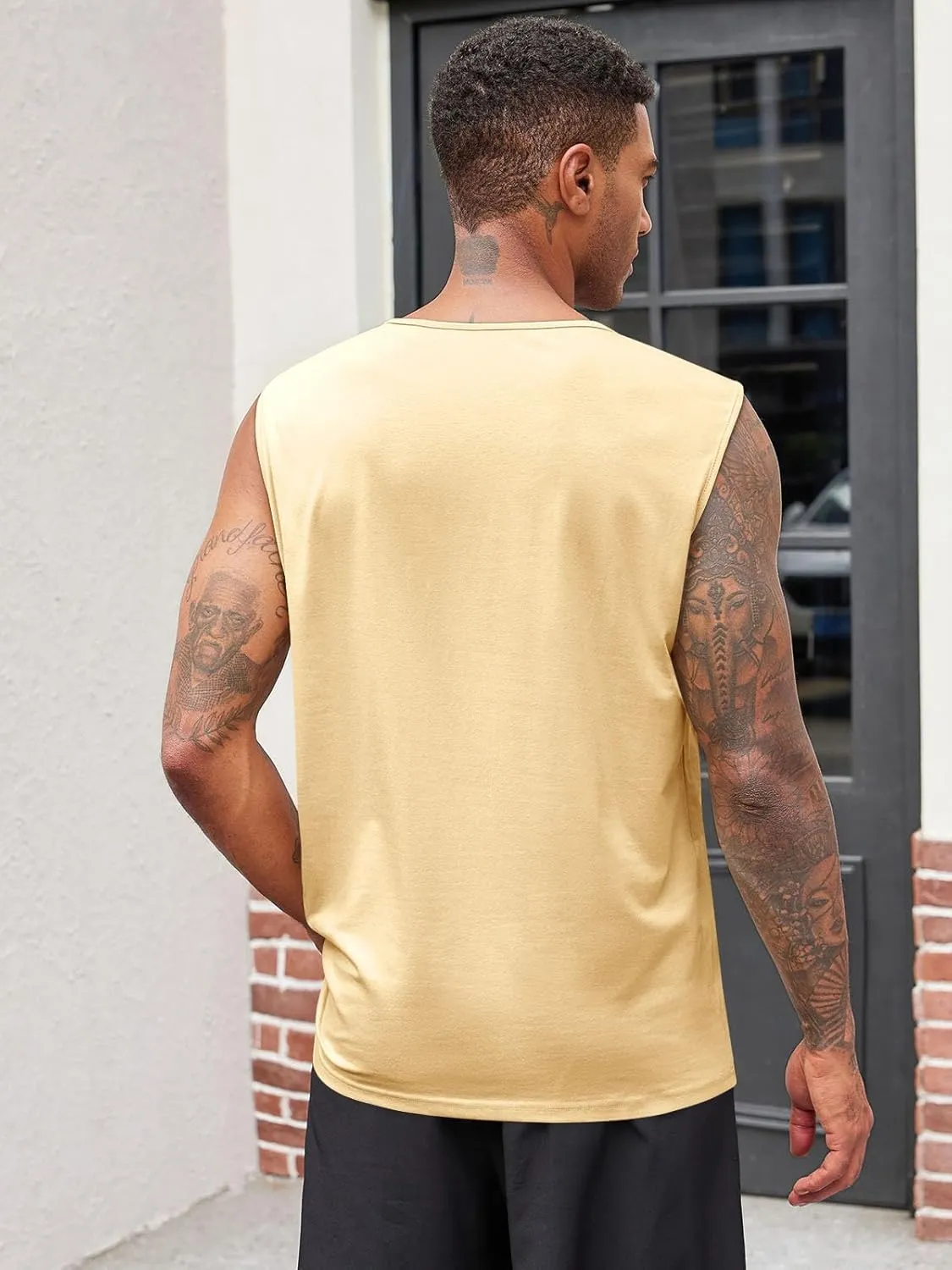 Runcati Mens Muscle Tank Tops Sleeveless Workout Gym Slim Fit Henley Shirt Casual Basic Summer Beach Tops
