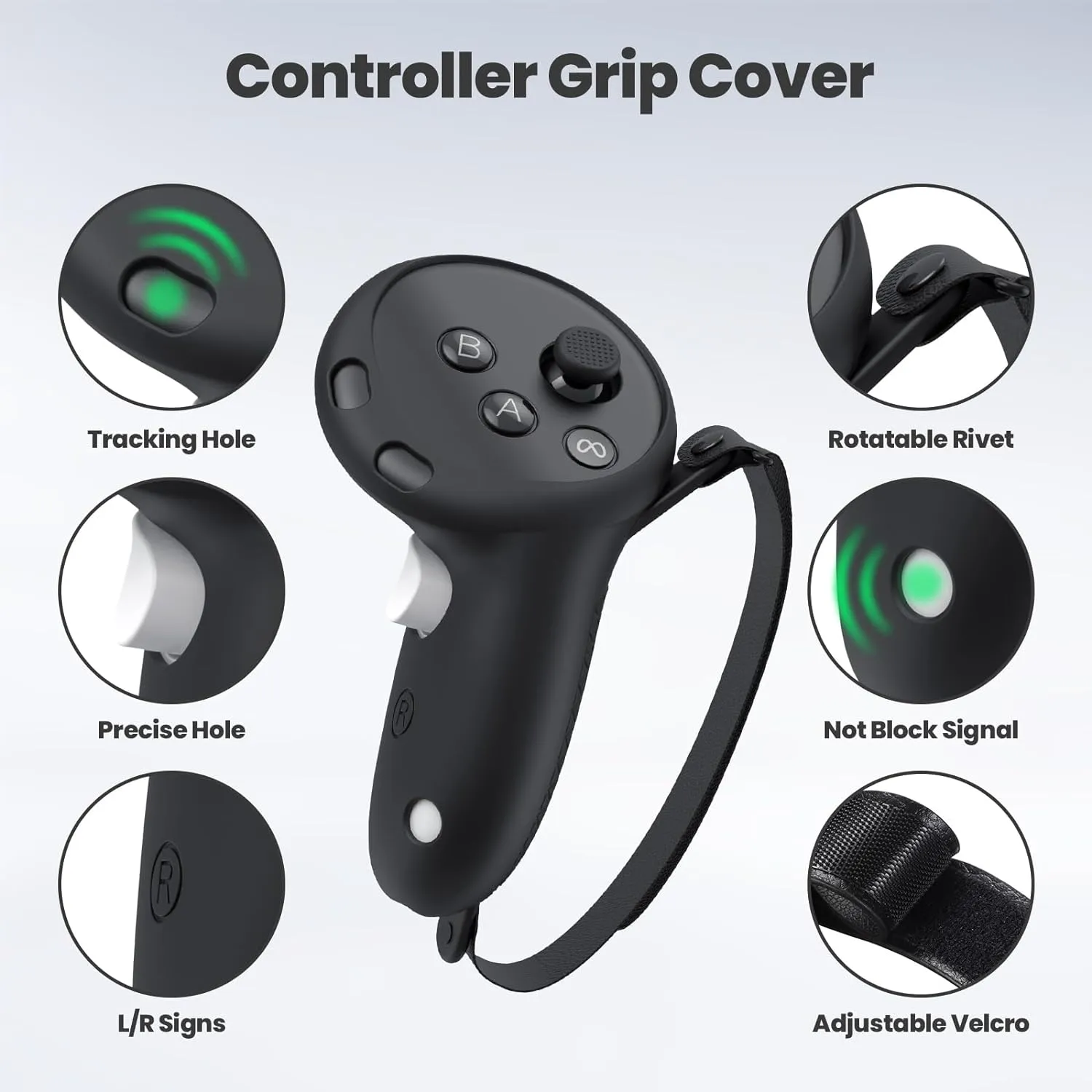 Silicone Cover Compatible with Meta/Oculus Quest 3 Accessories, VR Silicone Face Cover, VR Shell Cover,Touch Controller Grip Case,Camera Lens Protector Set (Black)