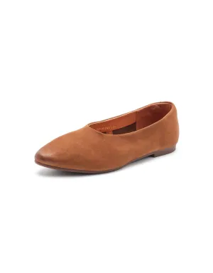Suede Leather Soft Sole Pointed Toe Retro Flat Pumps