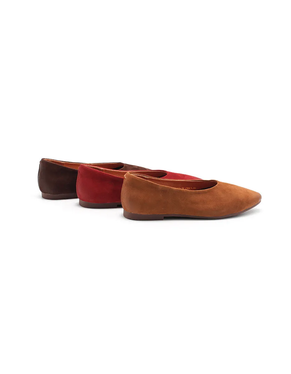 Suede Leather Soft Sole Pointed Toe Retro Flat Pumps