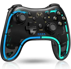 Switch Controller for Nintendo Switch/OLED/Lite, Replacement for Nintendo Switch Pro Controller Support PC & Android/iOS with Cool RGB LED, Wireless Switch Controller with Turbo,Vibration