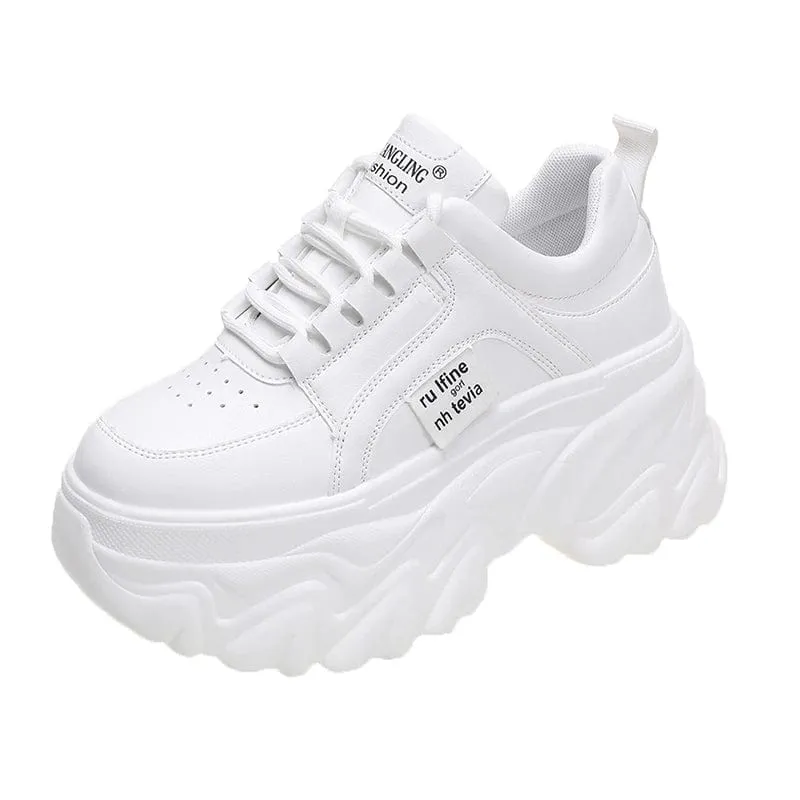 Tagged Thick Leather Sneakers