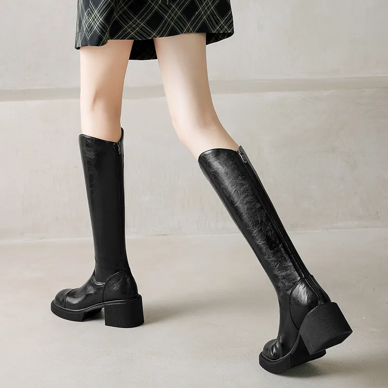USS Shoes Karina Women's Knee High Square Toe Boots