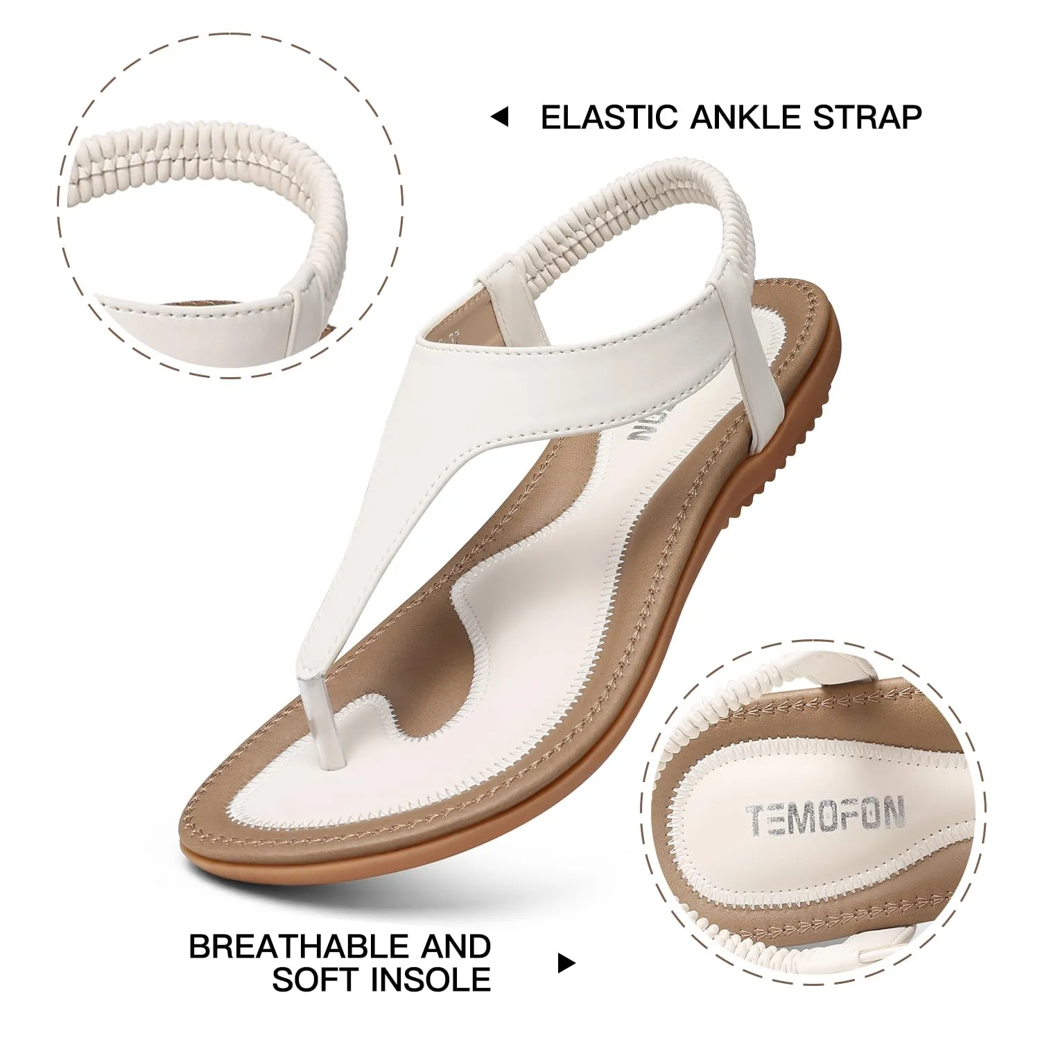 White Cara Elastic Strappy Summer Sandals