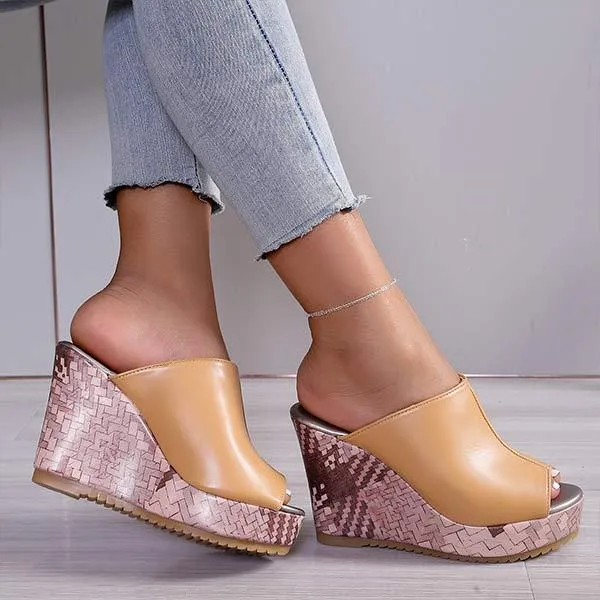 Women's Thick-Soled Wedge Heel Slippers 23592257C