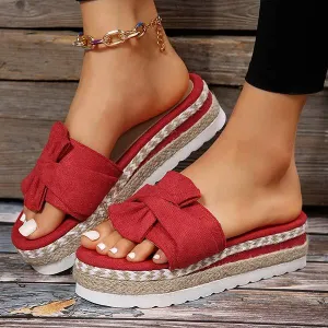 Women's Wedge Heel Bow Slippers 76819296C