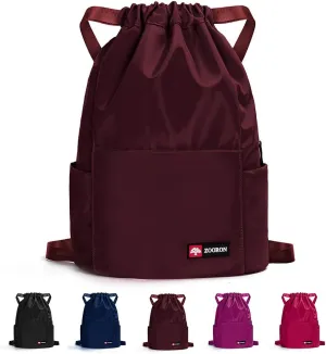ZOORON Waterproof Drawstring Gym Backpack Bag for Men & Women, Sport Gym Sack Mini Travel Daypack