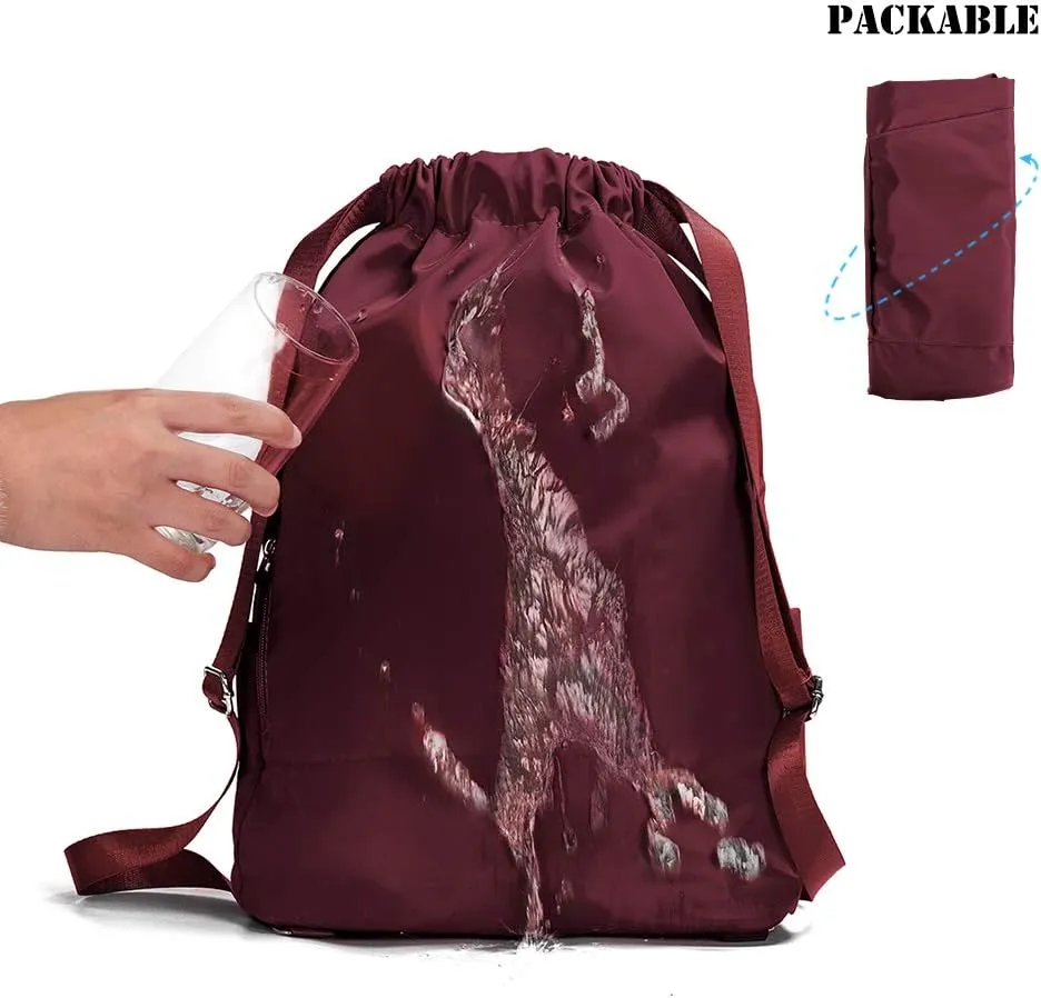 ZOORON Waterproof Drawstring Gym Backpack Bag for Men & Women, Sport Gym Sack Mini Travel Daypack